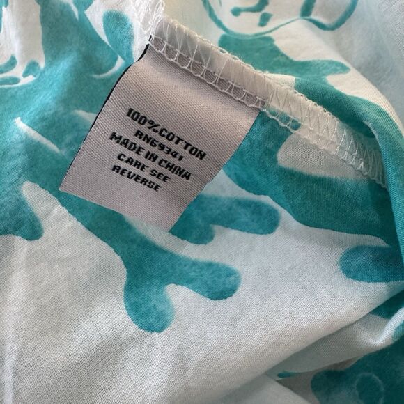 Princess Cruises Shirt Swim Cover Up Tunic Large White Turquoise Tropical Fish - Picture 13 of 14